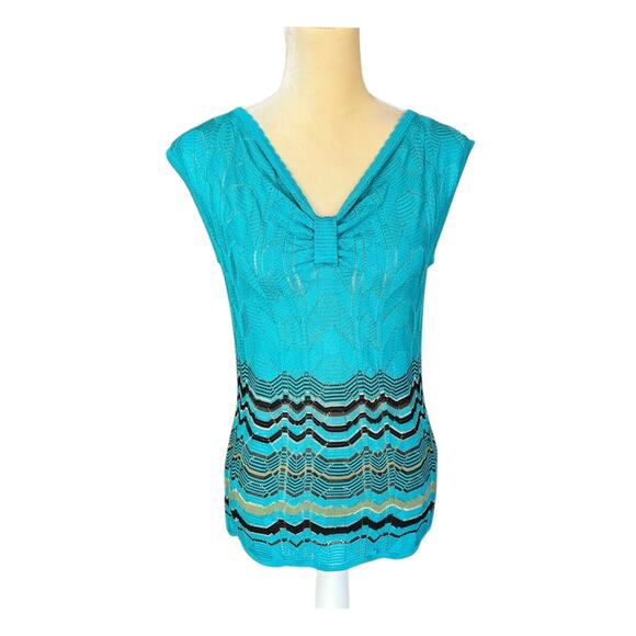 M Missoni Blue Turquoise Knit Top US Size 6 - Picture 3 of 9